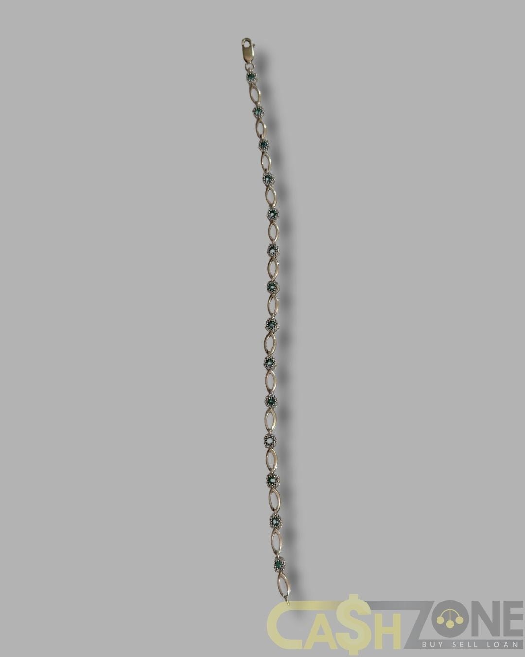 Ladies 10ct Yellow Gold Green Stone Bracelet