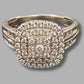 Ladies 9ct Yellow Gold Ring W/ 57 Clear Stones