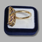 Ladies 9ct Yellow Gold Purple & Clear Stone Cocktail Ring