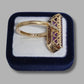Ladies 9ct Yellow Gold Purple & Clear Stone Cocktail Ring