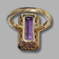 Ladies 9ct Yellow Gold Purple & Clear Stone Cocktail Ring