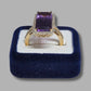 Ladies 9ct Yellow Gold Purple & Clear Stone Cocktail Ring