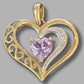 Ladies Yellow Gold Pink Stone Heart Pendant
