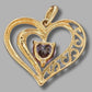 Ladies Yellow Gold Pink Stone Heart Pendant
