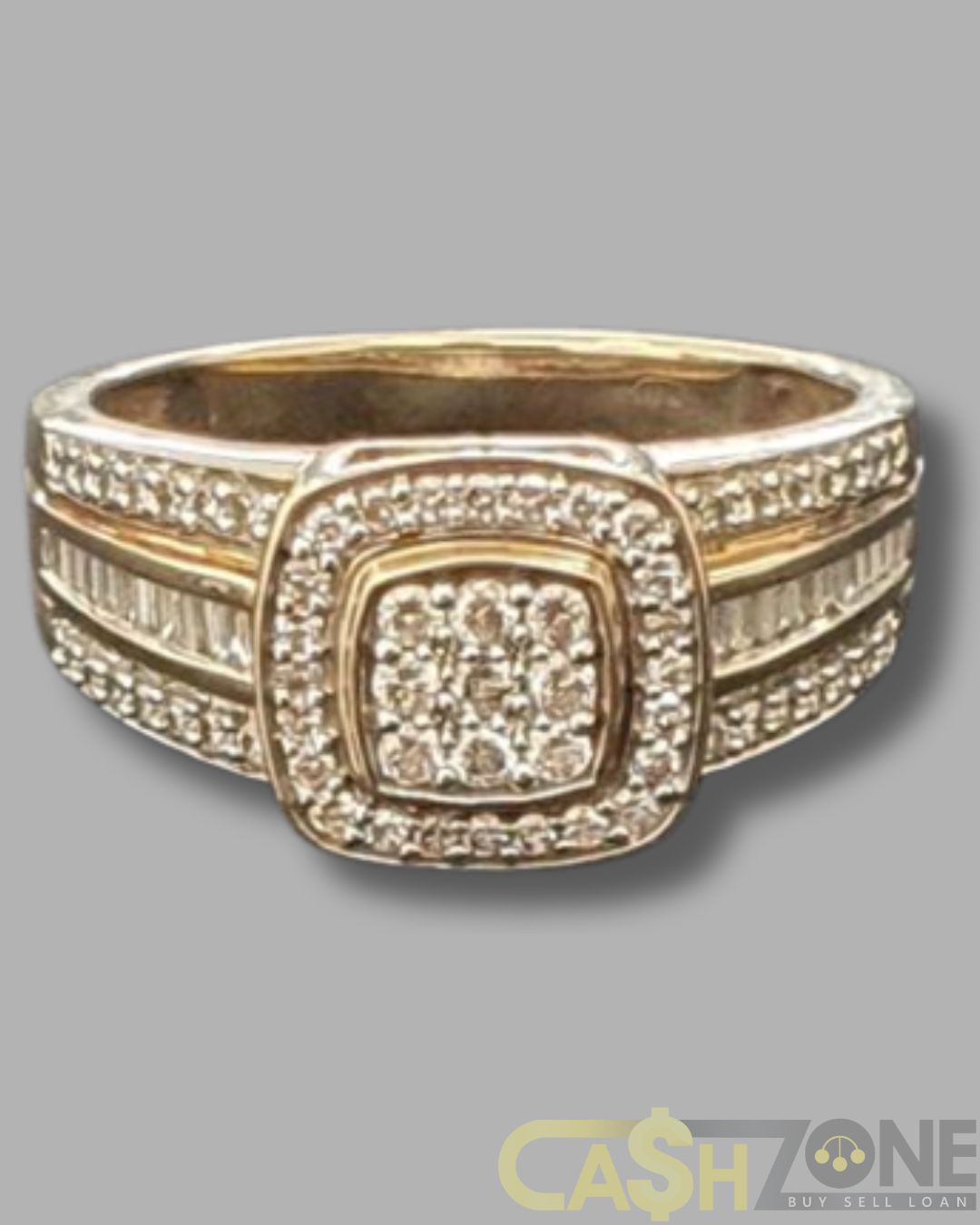 Ladies 9ct Yellow Gold Clear Stone Ring