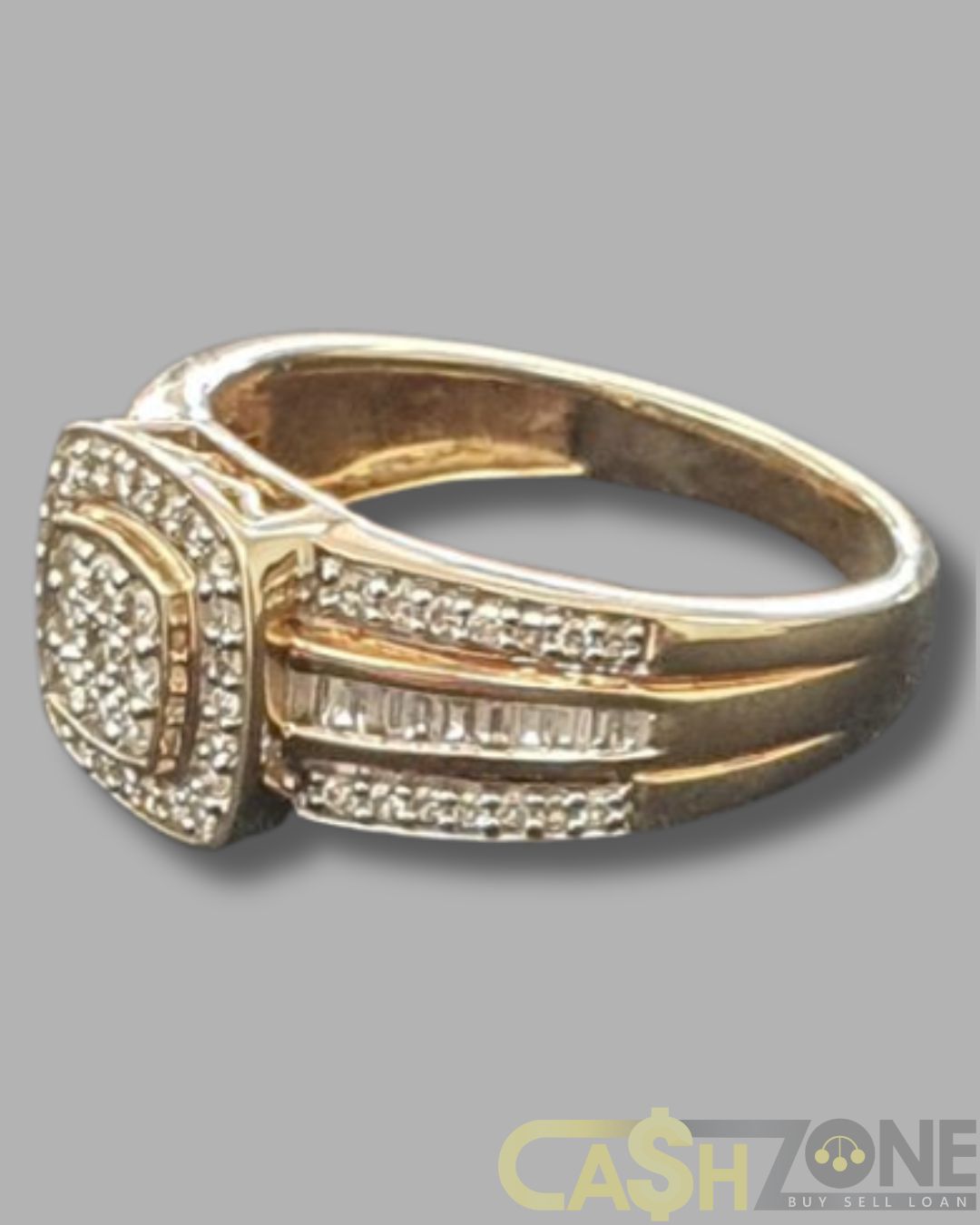 Ladies 9ct Yellow Gold Clear Stone Ring