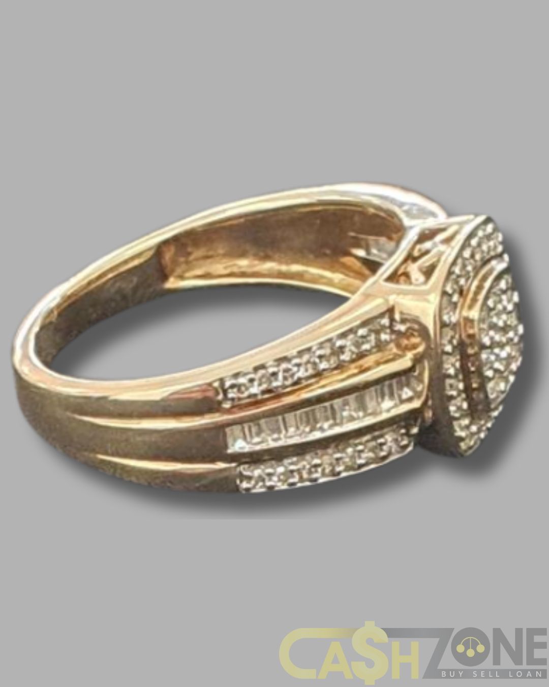 Ladies 9ct Yellow Gold Clear Stone Ring