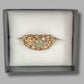 Ladies 9ct Yellow Gold Raw Design Green Stone Ring