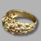 Ladies 9ct Yellow Gold Raw Design Green Stone Ring