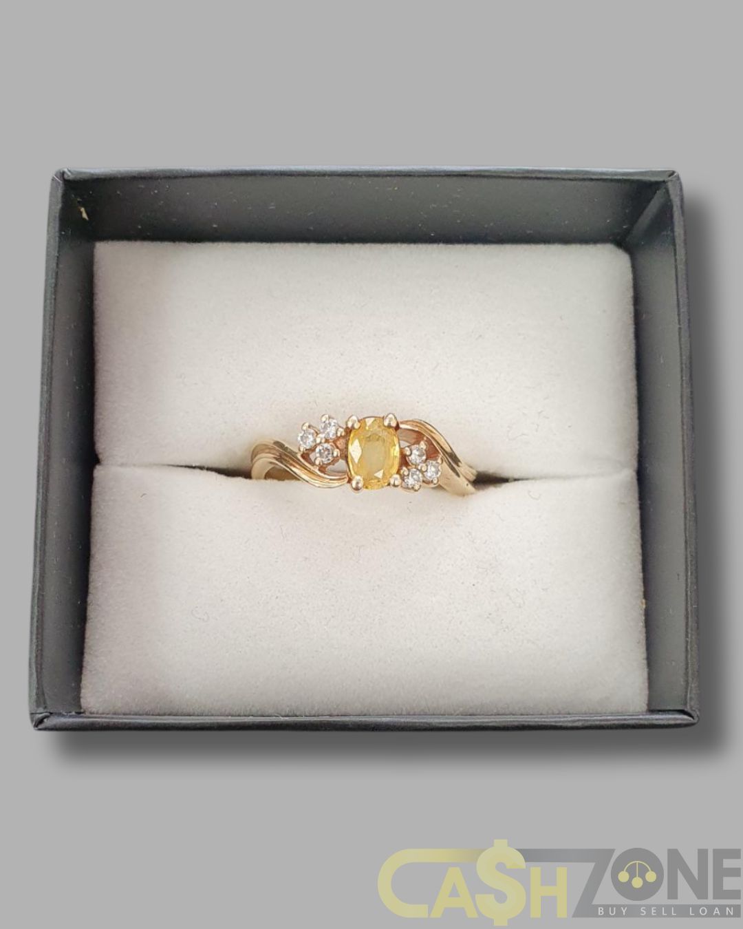 Ladies Yellow Gold Yellow Stone Ring