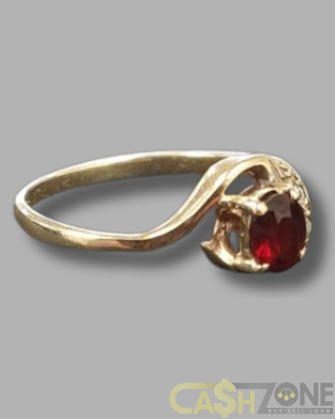 Ladies 9ct Yellow Gold Red Stone Ring