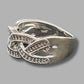 Ladies 10ct White Gold Clear Stone Woven Pattern Ring