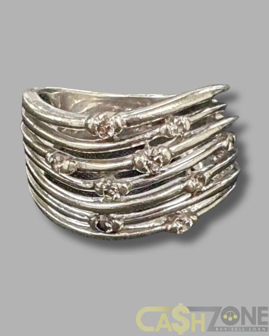 Ladies 9ct White Gold Clear Stone Ring