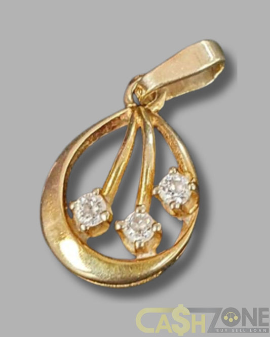 9ct Yellow Gold 3 Clear Stone Pendant
