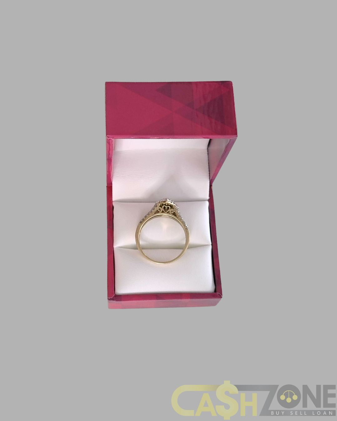 Ladies 9ct Yellow Gold Tear Drop Ring With Clear Stones