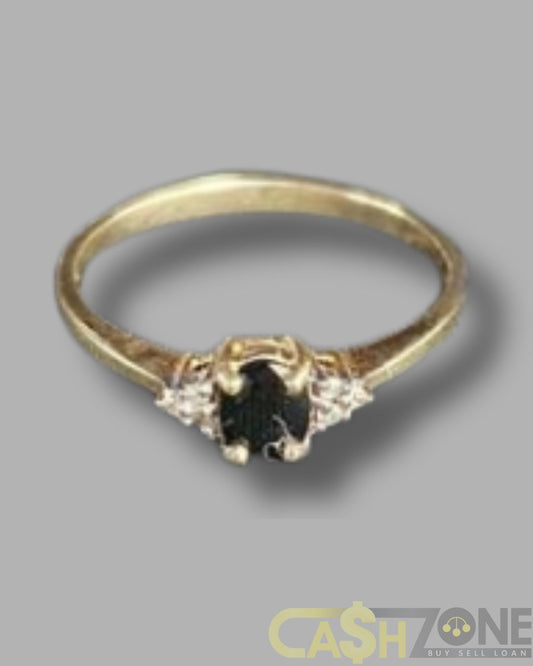 Ladies 9ct Yellow Gold Black Stone Ring