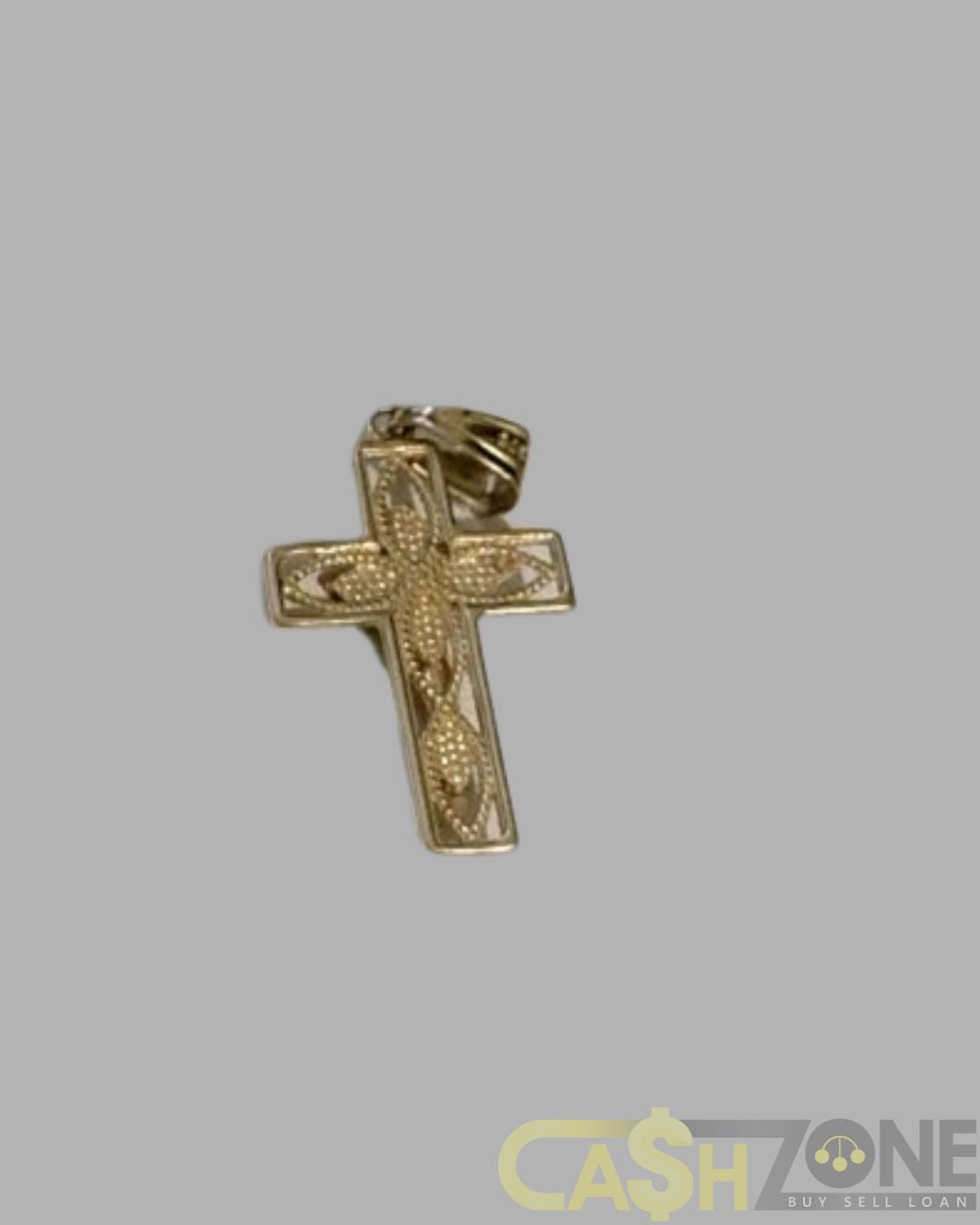 9ct Yellow Jesus on Cross Pendant with Clear Stone