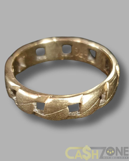 Men's 9ct Yellow Gold Curb Chain Link Ring