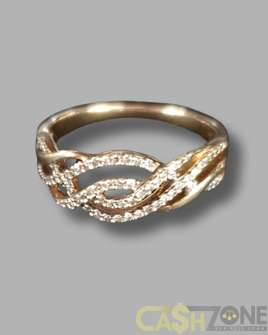 Ladies 9ct Yellow Gold Cross Over Ring