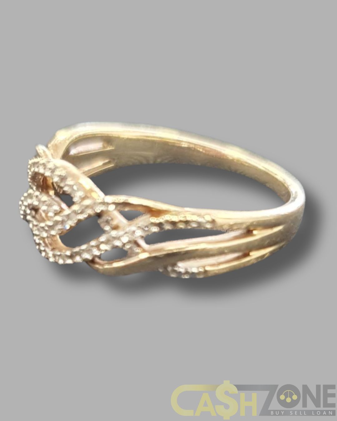 Ladies 9ct Yellow Gold Cross Over Ring