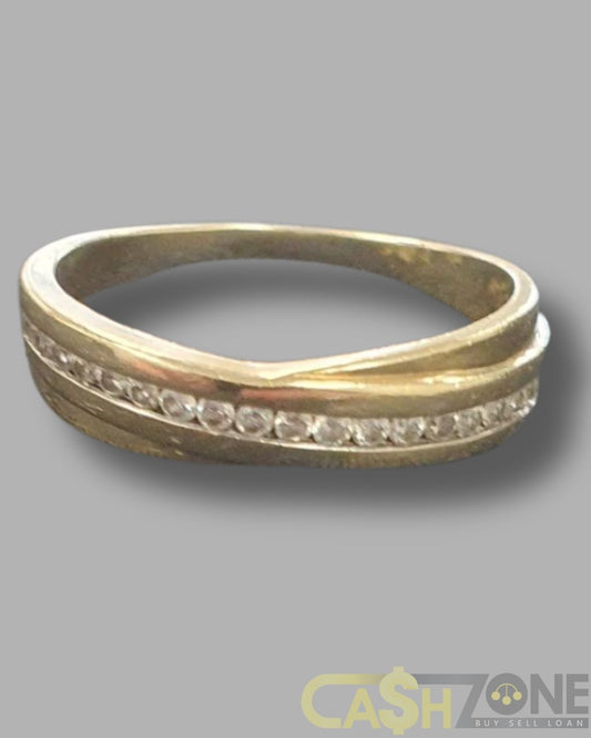 Ladies 9ct Yellow Gold Cross Over Ring