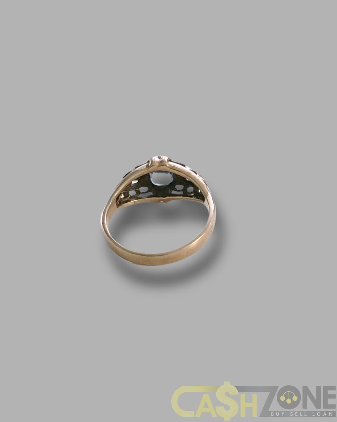 Ladies 18ct Yellow Gold Ring With Blue Stone