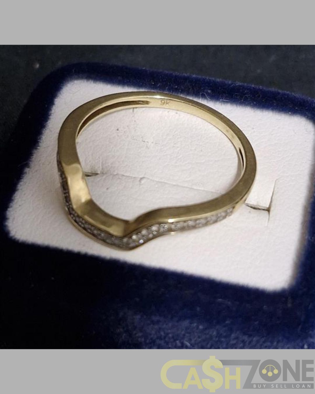 Ladies 9ct Yellow Gold Clear Stone Enhancer Ring