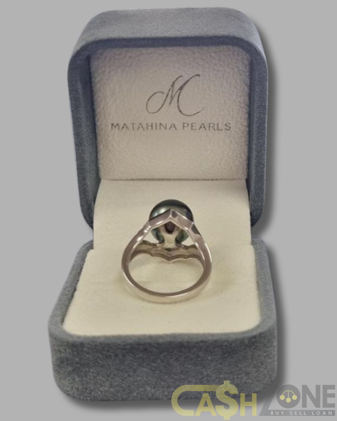 Ladies 18ct White Gold Matahina Tahitian Pearl and Diamond Ring