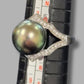 Ladies 18ct White Gold Matahina Tahitian Pearl and Diamond Ring