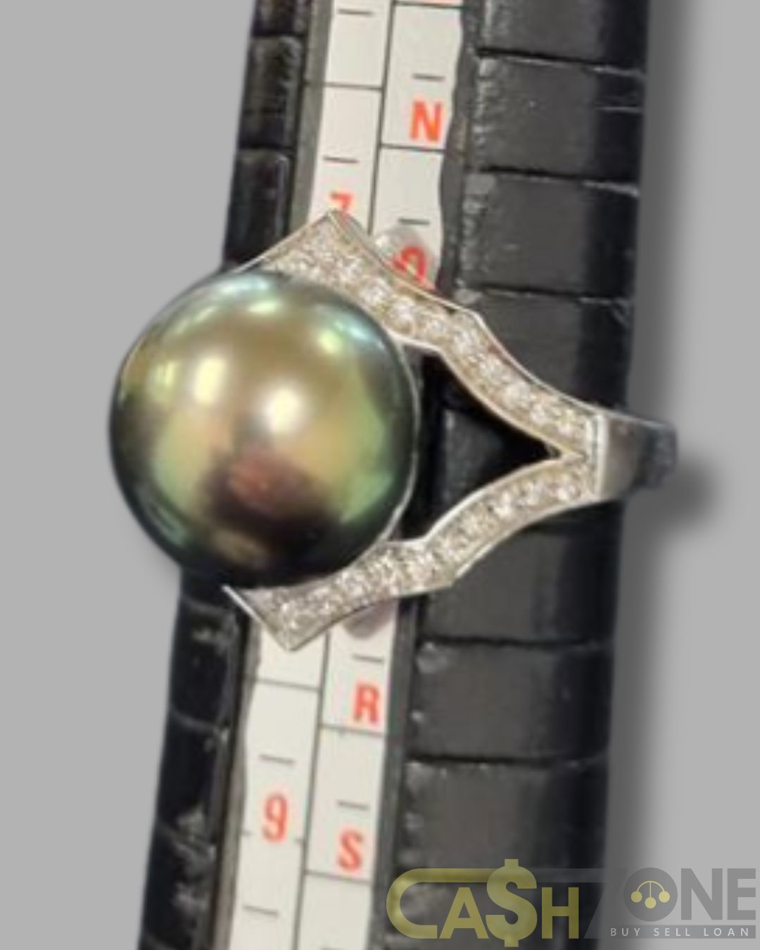 Ladies 18ct White Gold Matahina Tahitian Pearl and Diamond Ring