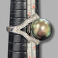Ladies 18ct White Gold Matahina Tahitian Pearl and Diamond Ring