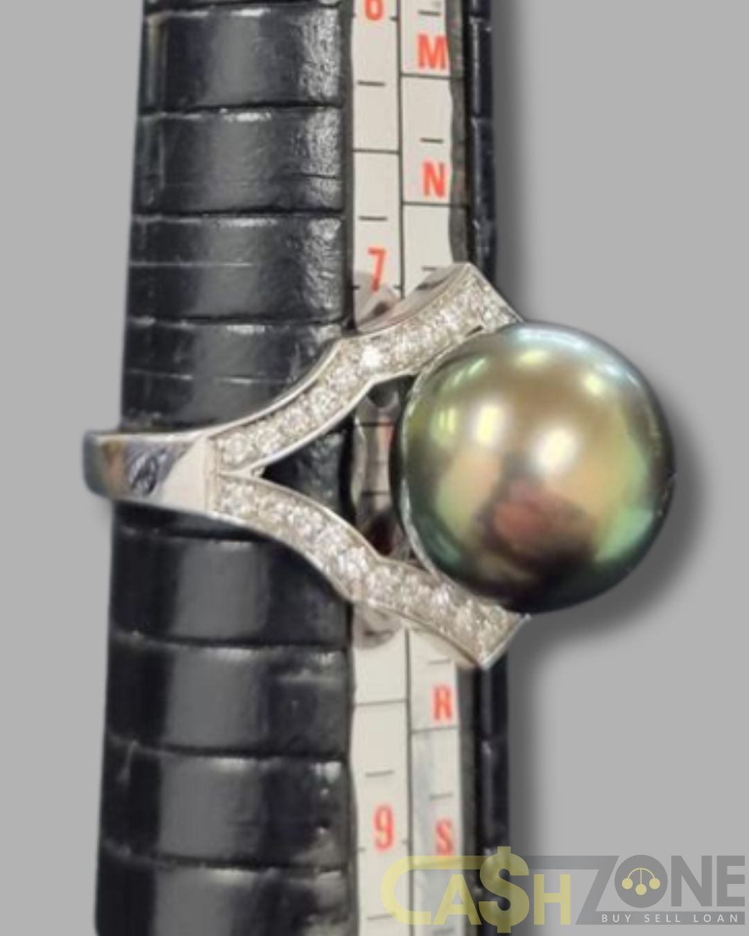 Ladies 18ct White Gold Matahina Tahitian Pearl and Diamond Ring