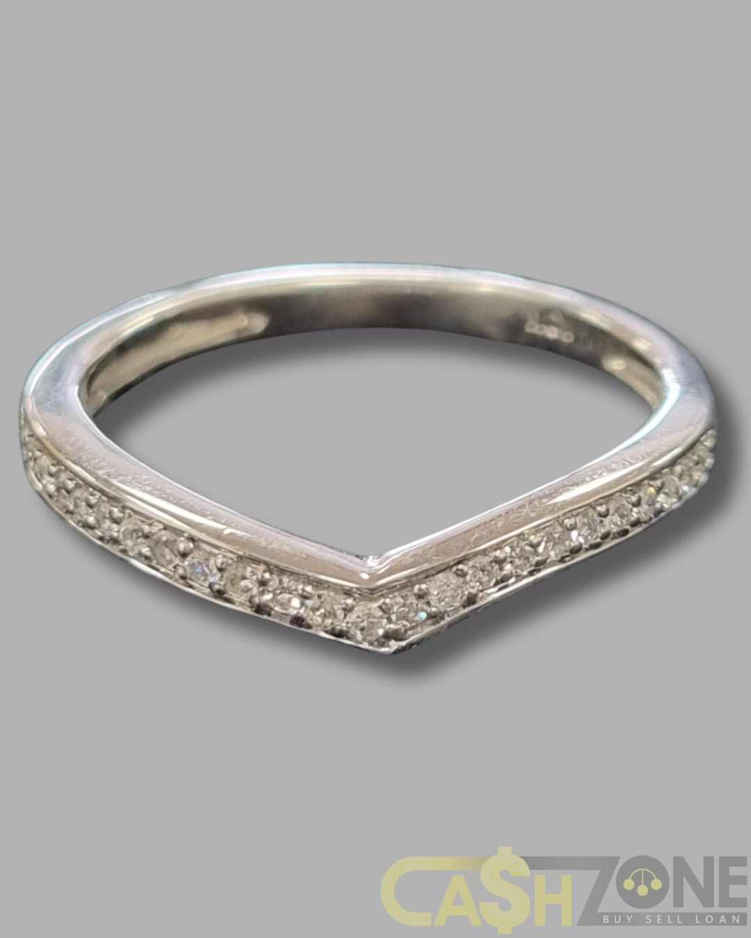 Ladies 10ct White Gold Clear Stone Ring