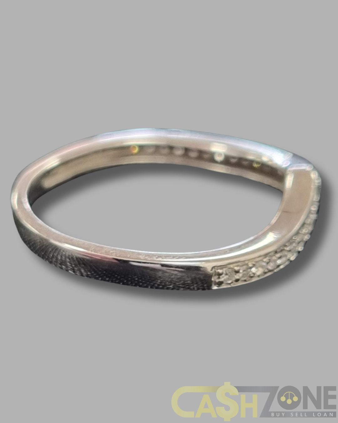 Ladies 10ct White Gold Clear Stone Ring