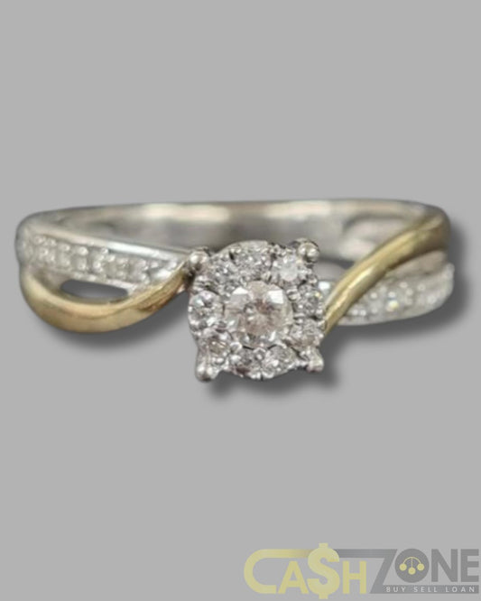 Ladies 10ct White Gold Clear Stone Engagement Ring