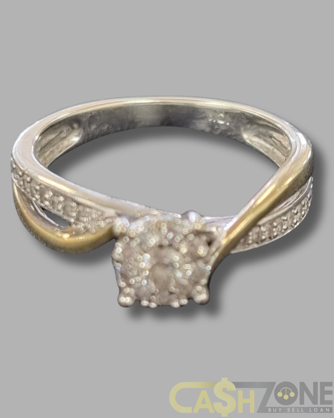 Ladies 10ct White Gold Clear Stone Engagement Ring