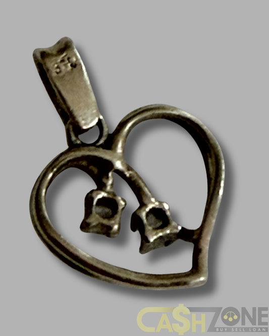 Ladies 9ct Yellow Gold Clear Stone Heart Pendant