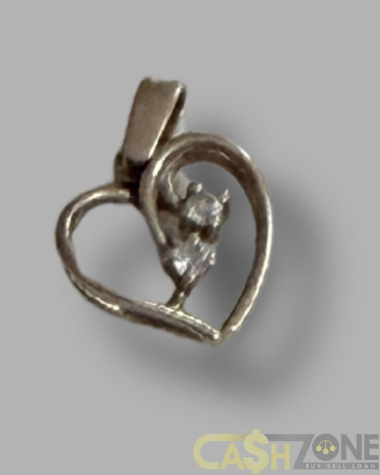 Ladies 9ct Yellow Gold Clear Stone Heart Pendant