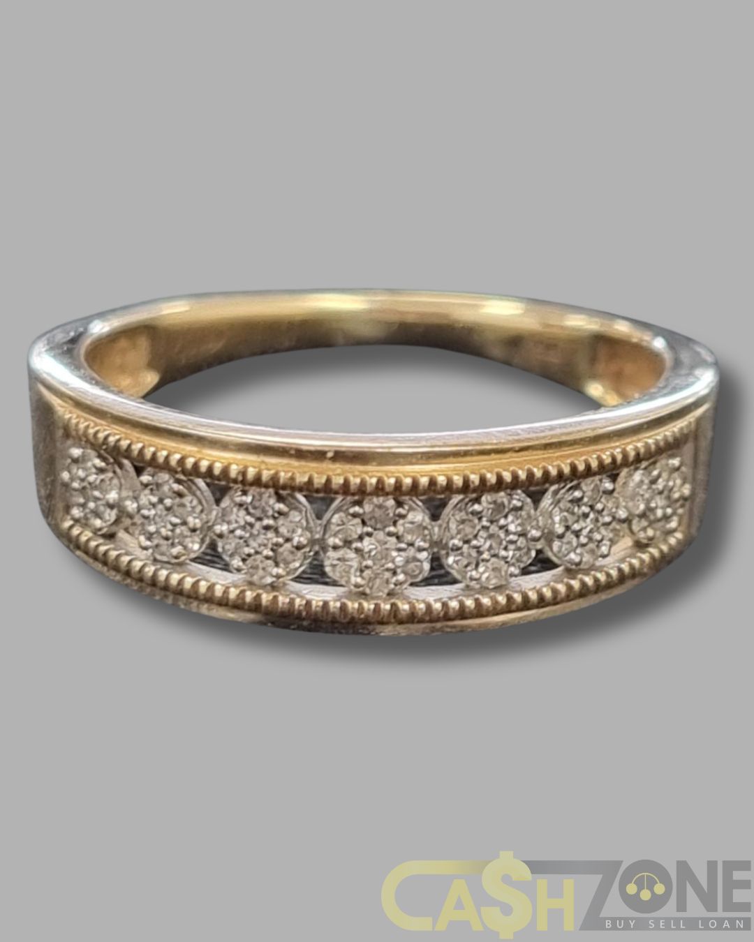 Ladies 9ct Yellow Gold Clear Stone Ring