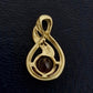 Ladies 9ct Yellow Gold Red Stone Tear Drop Pendant
