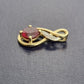 Ladies 9ct Yellow Gold Red Stone Tear Drop Pendant