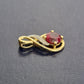 Ladies 9ct Yellow Gold Red Stone Tear Drop Pendant