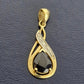 Ladies 9ct Yellow Gold Dark Blue Stone Tear Drop Pendant