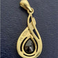 Ladies 9ct Yellow Gold Dark Blue Stone Tear Drop Pendant