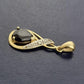 Ladies 9ct Yellow Gold Dark Blue Stone Tear Drop Pendant