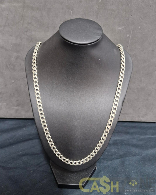 Mens 925 Silver Curb Link 57cm Chain