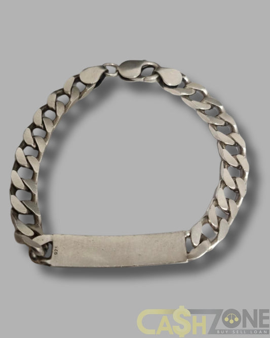 Mens Silver Curb I.D Bracelet