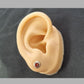Ladies Silver And Red Stone Stud Earrings