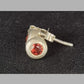 Ladies Silver And Red Stone Stud Earrings