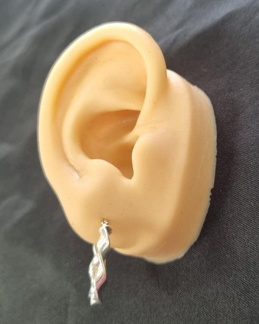 Ladies Silver Twisted Hoop Earrings